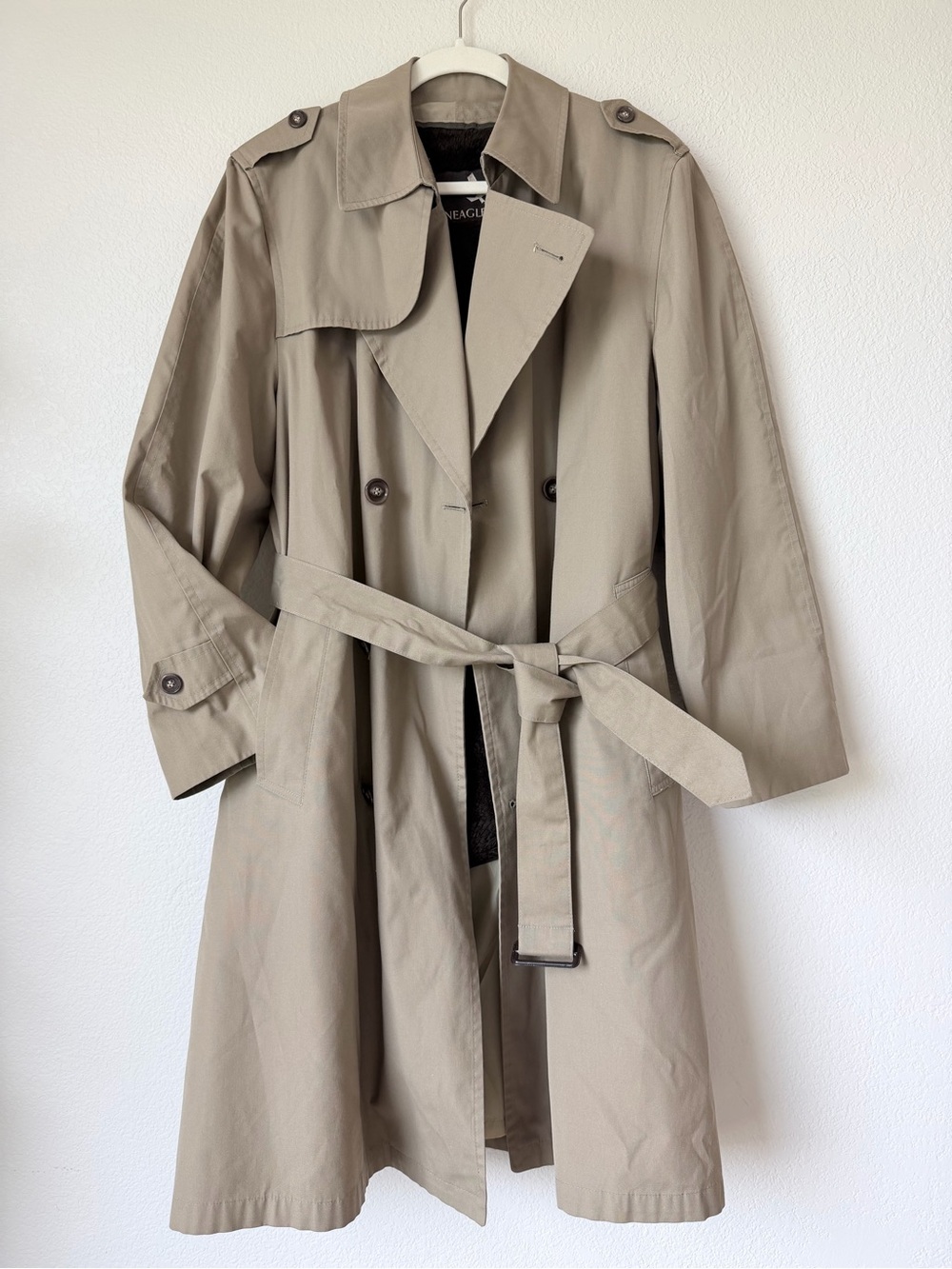 Vintage Glen Eagles Trench Coat Beige Belted Removable Liner Classic